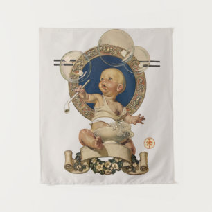 Vintage Baby Bubbles von J.C. Leyendecker Nursery Wandteppich