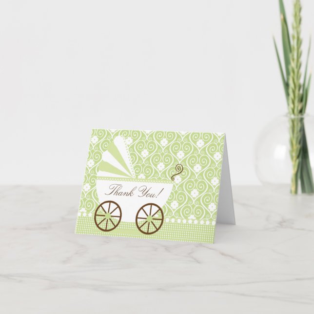 Vintage Baby-Carriage Dankeschön Karte (Vorderseite)