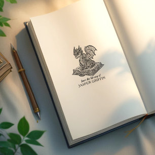 Vintage-Baby-Drache-Exlibris Gummistempel