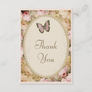 Vintage Baby-Dusche danken Ihnen Rosen u. Dankeskarte