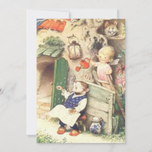 Vintage Baby Fantasy Fairy mit Gophers Feiertagskarte