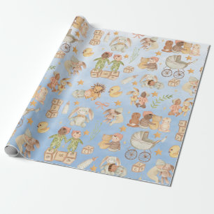 Vintage Baby & Friends Erste Geburtstagsfeier Geschenkpapier