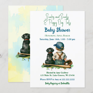 Vintage-Baby-, Hund- und Baseball-Themen-Baby-Part Einladung