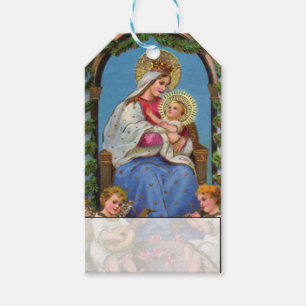 Vintage Baby Jesus Maria und Engel Weihnachten Geschenkanhänger
