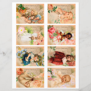 Vintage Baby Kinder ATC Karten Scrapbook Papier