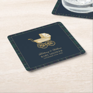 Vintage Baby-Kinderwagen Klassische Babyparty  Rechteckiger Pappuntersetzer