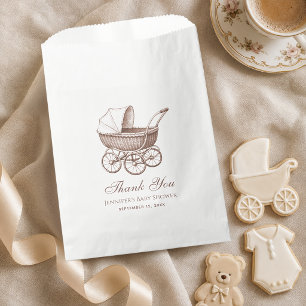 Vintage Baby-Kinderwagen Sepia-Braun Pram Baby Sho Geschenktütchen