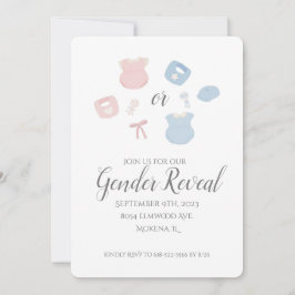 Vintage Baby-Kleidung Geschlecht offenbaren Einlad Einladung