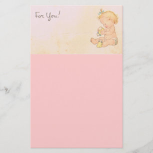 Vintage Baby Mädchen Briefpapier
