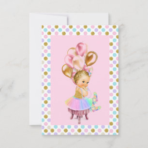 Vintage Baby Mädchen Pastell Glitter Party Einladung