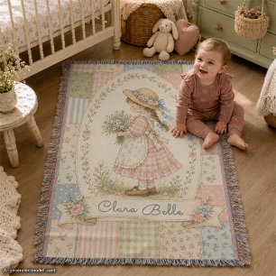 Vintage Baby Mädchen personalisierter Patchwork-Ge Decke