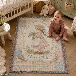 Vintage Baby Mädchen personalisierter Patchwork-Ge Decke