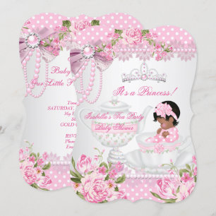 Vintage-Baby-Party Cute Girl Pinke Rose Tee-Party Einladung