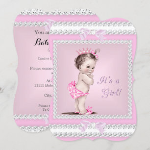 Vintage-Baby-Party Mädchen Hübsches Rosa Einladung