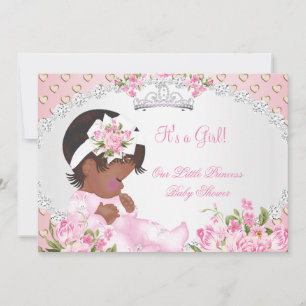 Vintage-Baby-Party Mädchen Rose Floral Rosa Herzen Einladung