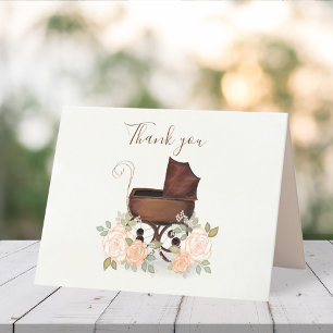 Vintage-Baby-Party Wasserfarben-Kutsche Danke