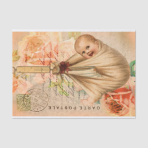 Vintage Baby Postkarte Decoupage Tissue Papier