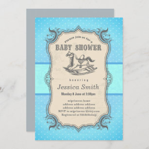 Vintage BABY SHOWER Einladung - Rockpferd