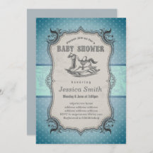 Vintage BABY SHOWER Einladung - Rockpferd