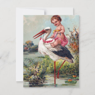 Vintage Baby und Storch