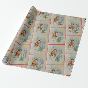 Vintage-Baby-Weihnachten-Hirsch-Feiertag Geschenkpapier