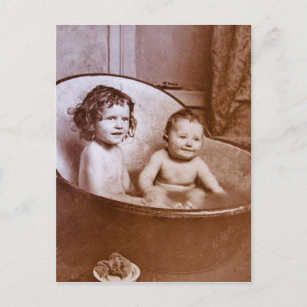 Vintage Babybadezeit Postkarte