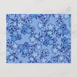 Vintage Babyblaues Frühlingsblumenmuster Postkarte