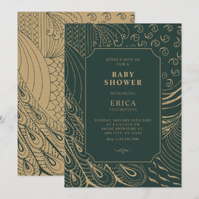 Vintage Babydusche Einladung (Vorne/Hinten)