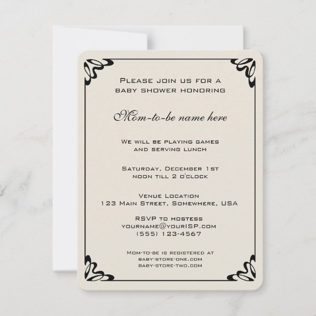 Vintage Babydusche, gelbe Blüten, Blumenwiese Einladung (Vorderseite)