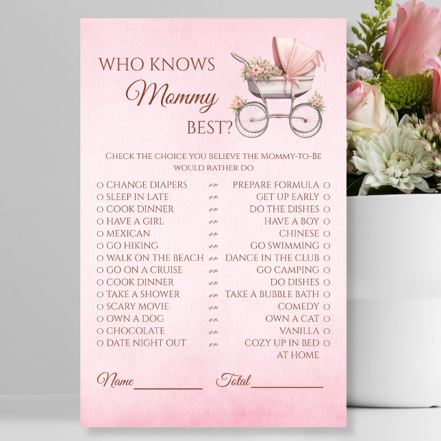 Vintage Babydusche Wer kennt Mama am besten? Flyer (Von Creator hochgeladen)