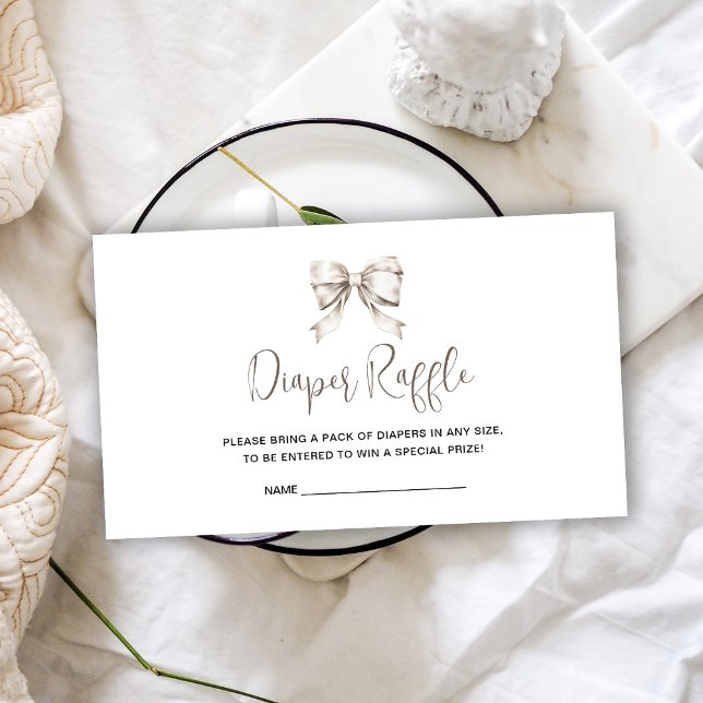 Vintage Babydusche-Windelwanne mit weißem Bow-Band Begleitkarte (Von Creator hochgeladen)