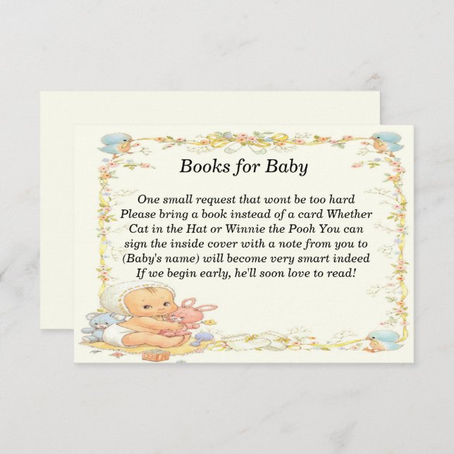 Vintage Babyduschenbücher für Babykarte Einladung (Vorne/Hinten)