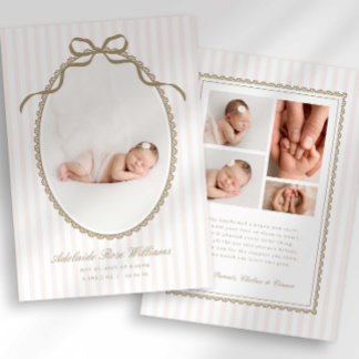 Vintage Babyfoto mit Schleife Geburtseinladung Einladung