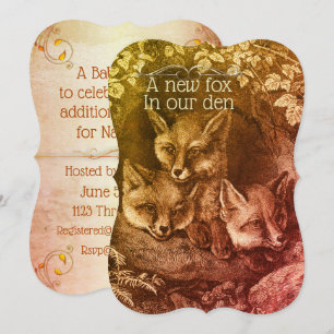 Vintage Babyfußwald-Babydusche Einladung