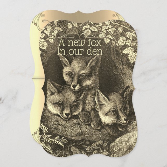 Vintage Babyfußwald-Babydusche Einladung (Vorne/Hinten)