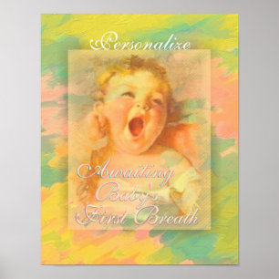 Vintage-Babymädchen süß elegant Aquarell Poster