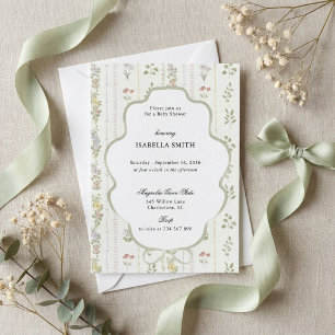 Vintage-Babyparty mit botanischem Thema Einladung