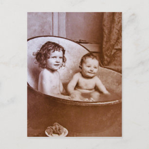 Vintage Babys Badezeit Postkarte