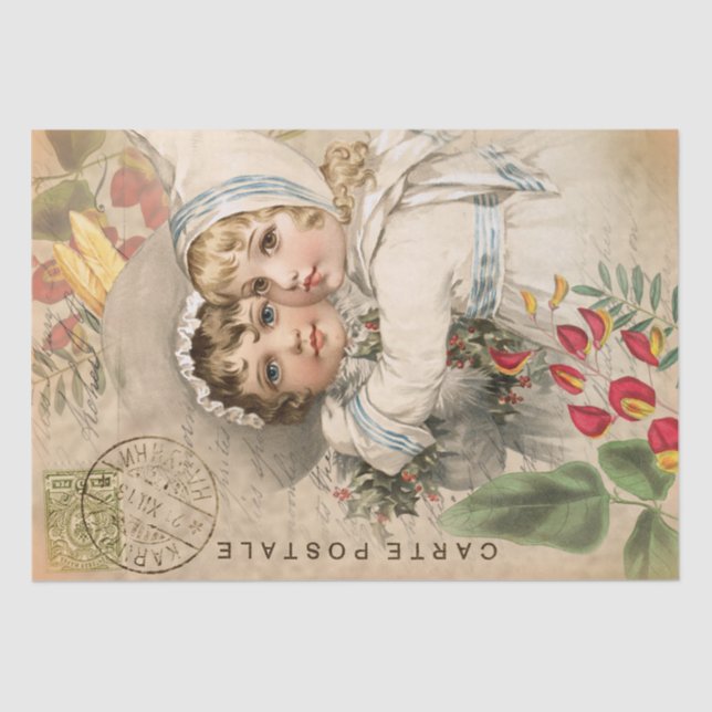 Vintage Babys Entpackungspapier für Postkarten Seidenpapier (Vorderseite)