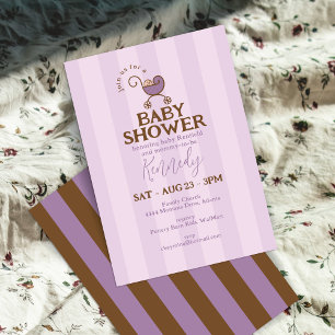 Vintage Babyträgt Lila Stripte Babydusche Einladung