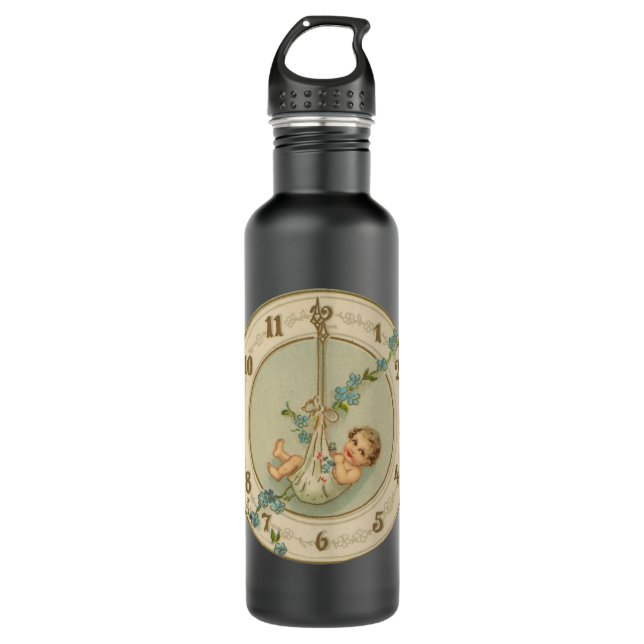 Vintage Babyuhr für neue Jahre Edelstahlflasche (Vorderseite)