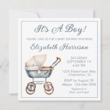 Vintage-Babywagen-Baby-boy-Party-Einladung