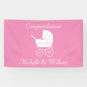 Vintage-Babywagen-Dusche Schön Banner