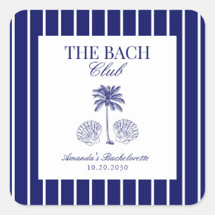 Vintage Bach Club Navy Strand Junggesellinnenabsch Quadratischer Aufkleber