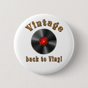 Vintage-Back-to-Vinyl-Schallplatten-Kunst Button