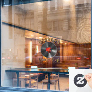 Vintage-Back-to-Vinyl-Schallplatten-Kunst Fensteraufkleber