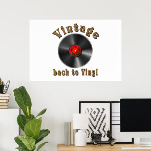 Vintage-Back-to-Vinyl-Schallplatten-Kunst Poster