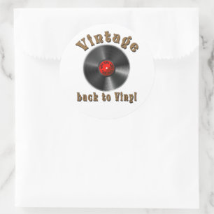 Vintage-Back-to-Vinyl-Schallplatten-Kunst Runder Aufkleber