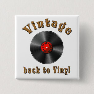 Vintage-Back-to-Vinyl-Schallplattenkunst Button