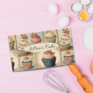 Vintage-Bäcker-Pâtissier-Bäckerei-Torte-Cupcake Visitenkarte